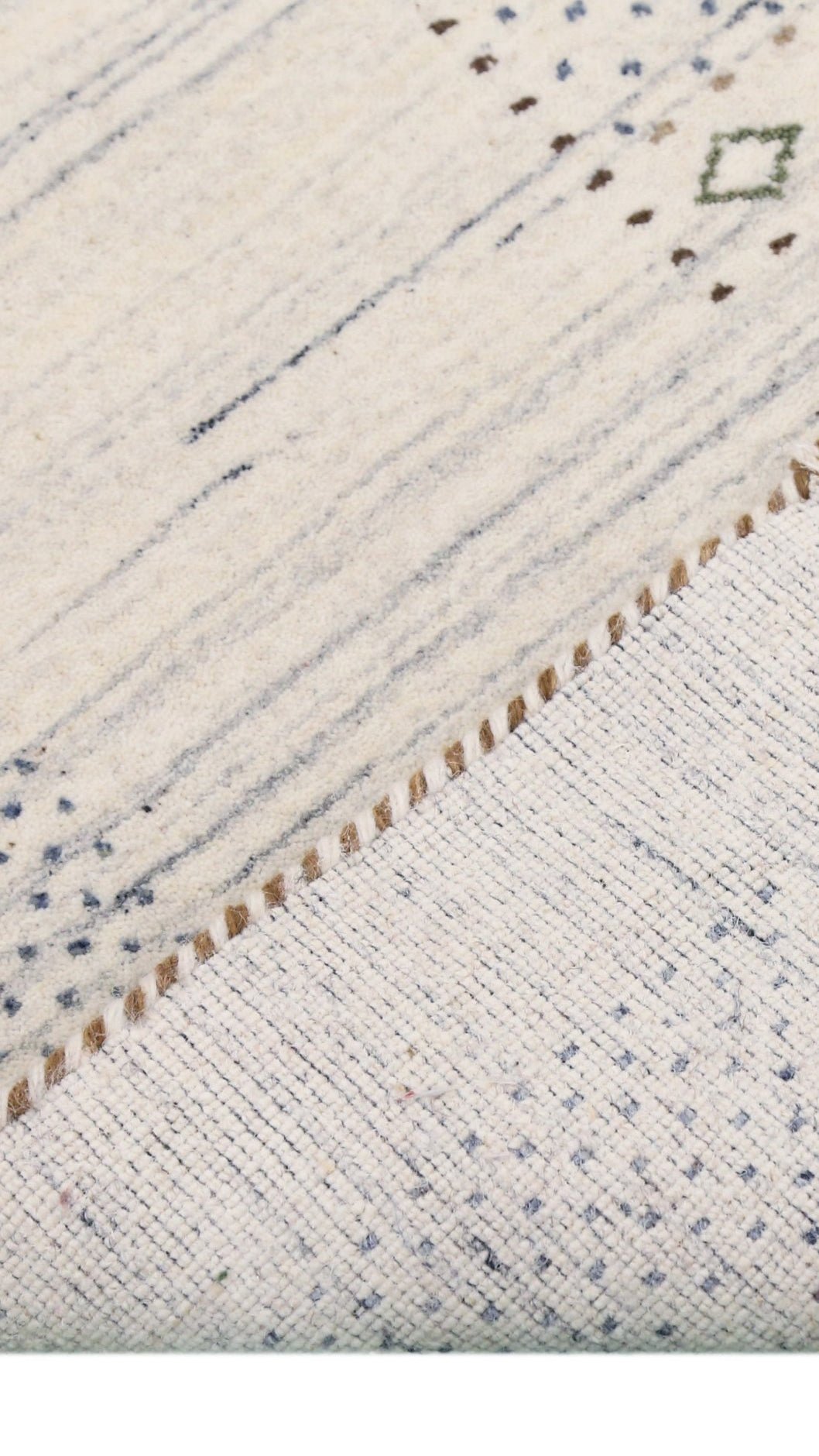 Center Pattern Natural Hand Loomed Wool Area Rug.