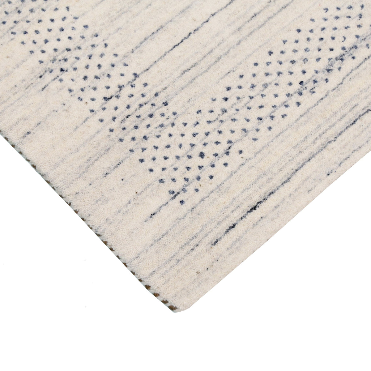 Center Pattern Natural Hand Loomed Wool Area Rug.