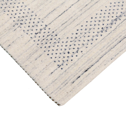 Center Pattern Natural Hand Loomed Wool Area Rug.