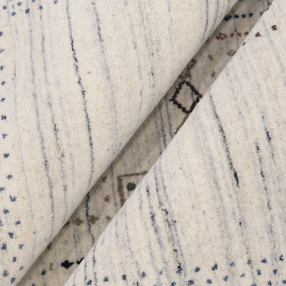 Center Pattern Natural Hand Loomed Wool Area Rug.
