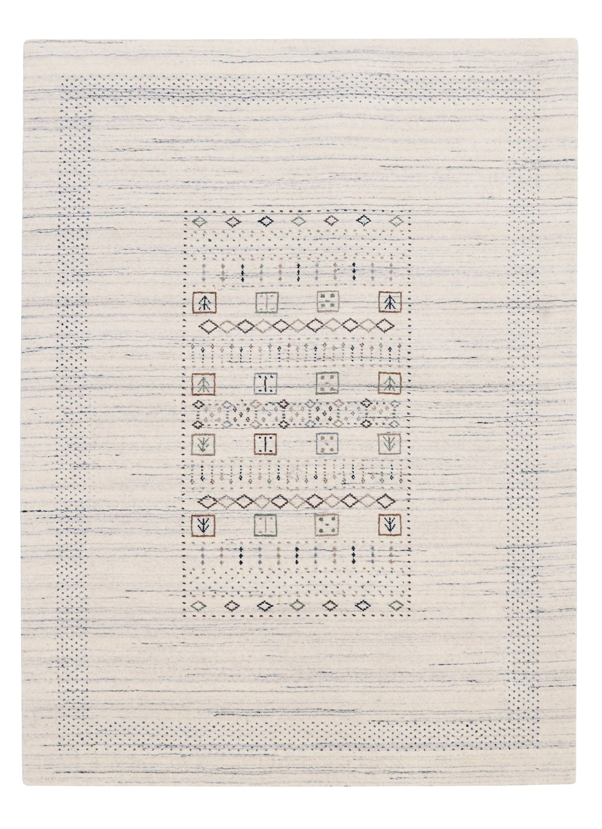 Center Pattern Natural Hand Loomed Wool Area Rug.