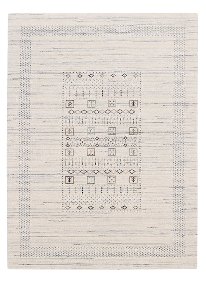 Center Pattern Natural Hand Loomed Wool Area Rug.