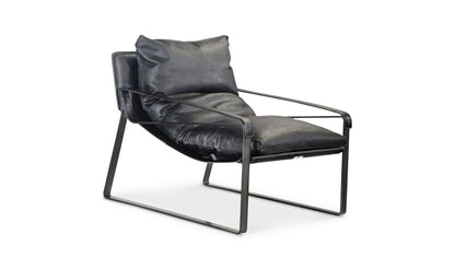 Moe's Home Collection Chair CONNOR CLUB CHAIR ONYX BLACK LEATHER CONNOR CLUB CHAIR ONYX BLACK LEATHER