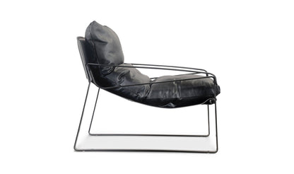 Moe's Home Collection Chair CONNOR CLUB CHAIR ONYX BLACK LEATHER CONNOR CLUB CHAIR ONYX BLACK LEATHER