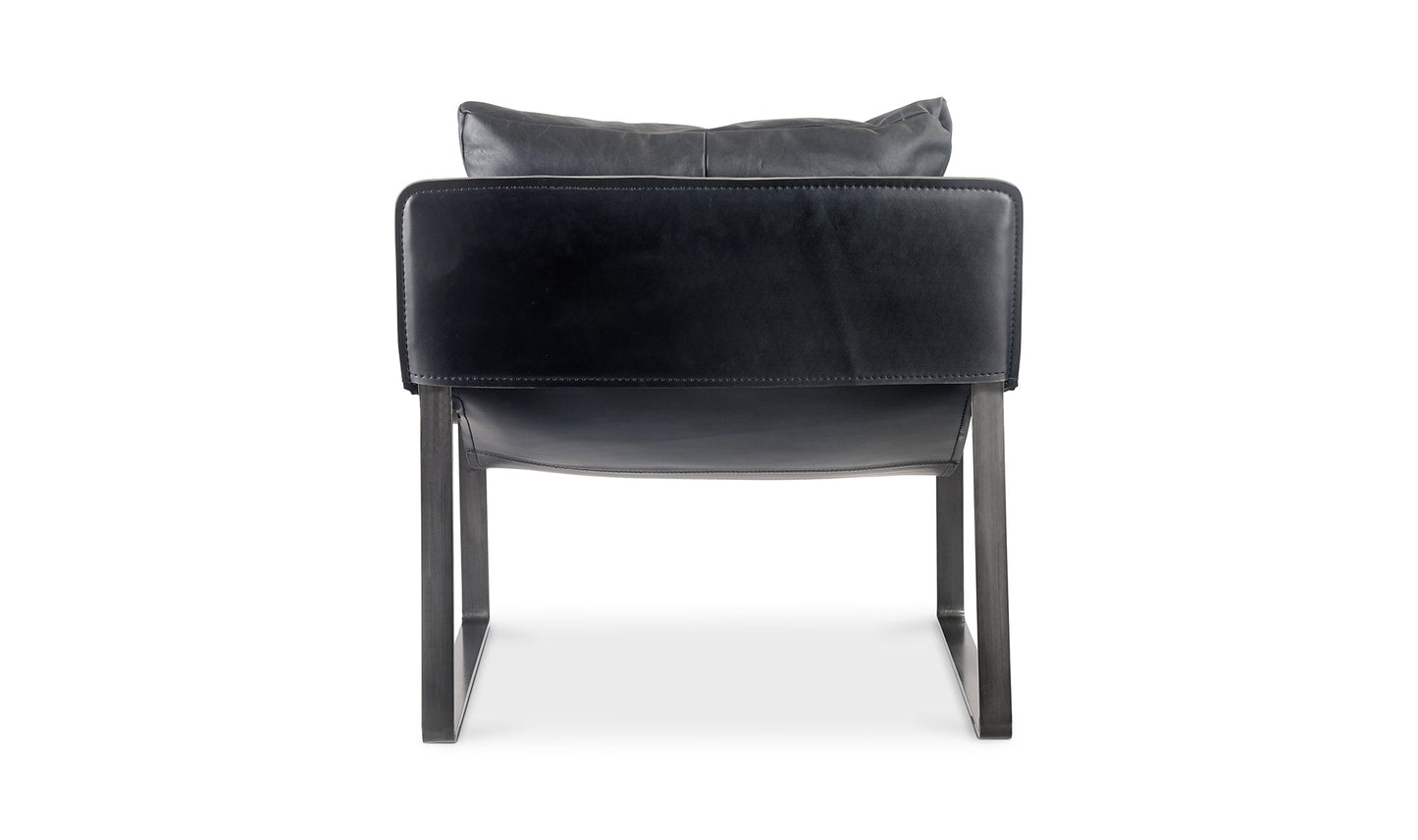 Moe's Home Collection Chair CONNOR CLUB CHAIR ONYX BLACK LEATHER CONNOR CLUB CHAIR ONYX BLACK LEATHER