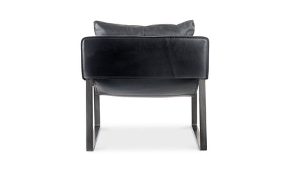 Moe's Home Collection Chair CONNOR CLUB CHAIR ONYX BLACK LEATHER CONNOR CLUB CHAIR ONYX BLACK LEATHER