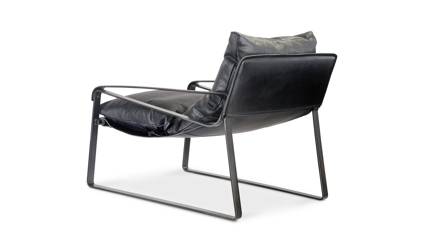 Moe's Home Collection Chair CONNOR CLUB CHAIR ONYX BLACK LEATHER CONNOR CLUB CHAIR ONYX BLACK LEATHER