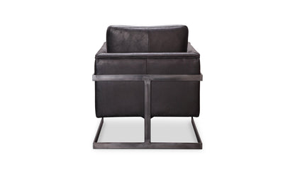 Moe's Home Collection Chair LUXLEY CLUB CHAIR ONYX BLACK LEATHER LUXLEY CLUB CHAIR ONYX BLACK LEATHER