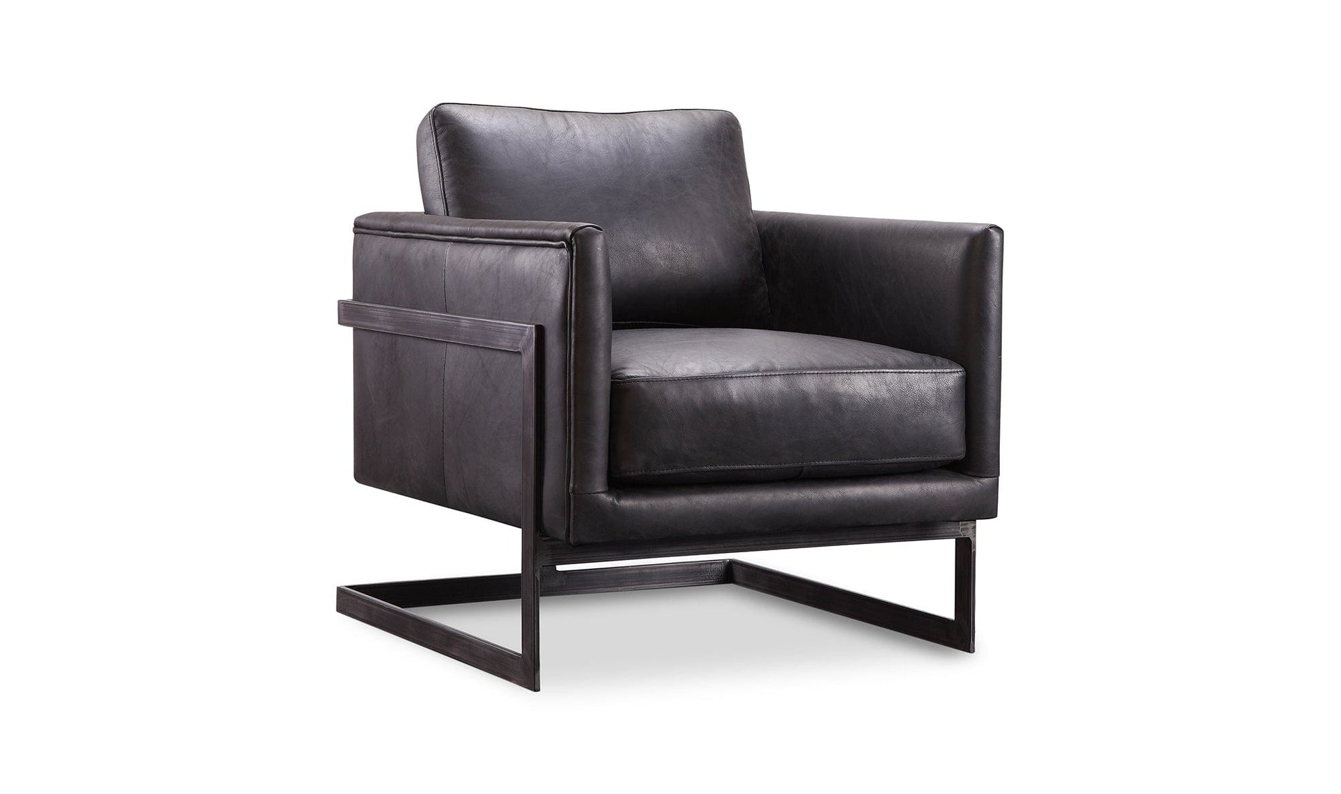 Moe's Home Collection Chair LUXLEY CLUB CHAIR ONYX BLACK LEATHER LUXLEY CLUB CHAIR ONYX BLACK LEATHER