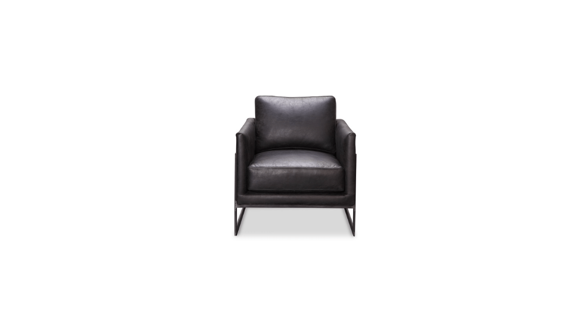 Moe's Home Collection Chair LUXLEY CLUB CHAIR ONYX BLACK LEATHER LUXLEY CLUB CHAIR ONYX BLACK LEATHER