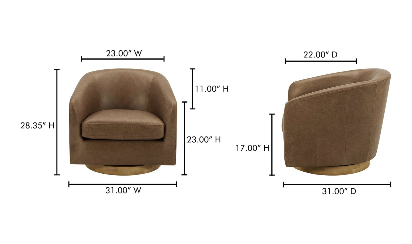 Moe's Home Collection Chair Oscy Leather Swivel Chair Tan Oscy Leather Swivel Chair Tan