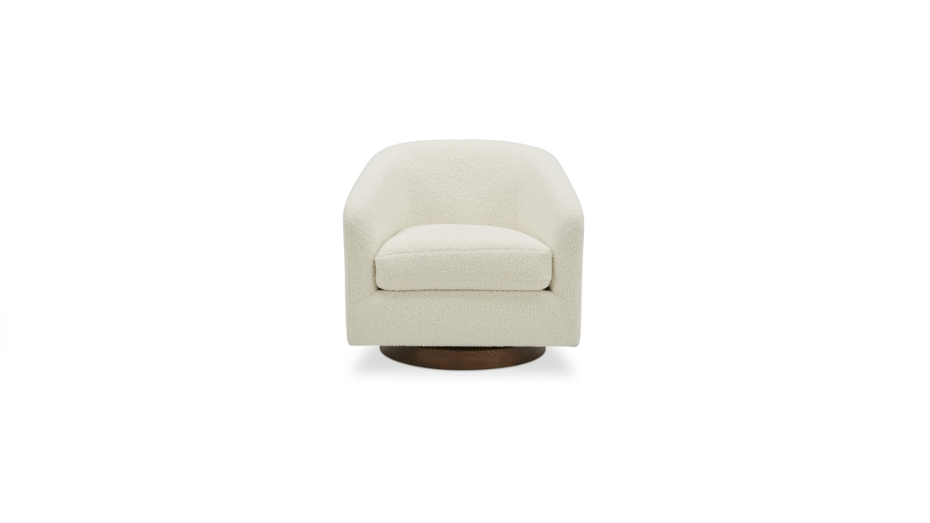 Moe's Home Collection Chair Oscy Swivel Chair Vegan Shearling White Oscy Swivel Chair Vegan Shearling White