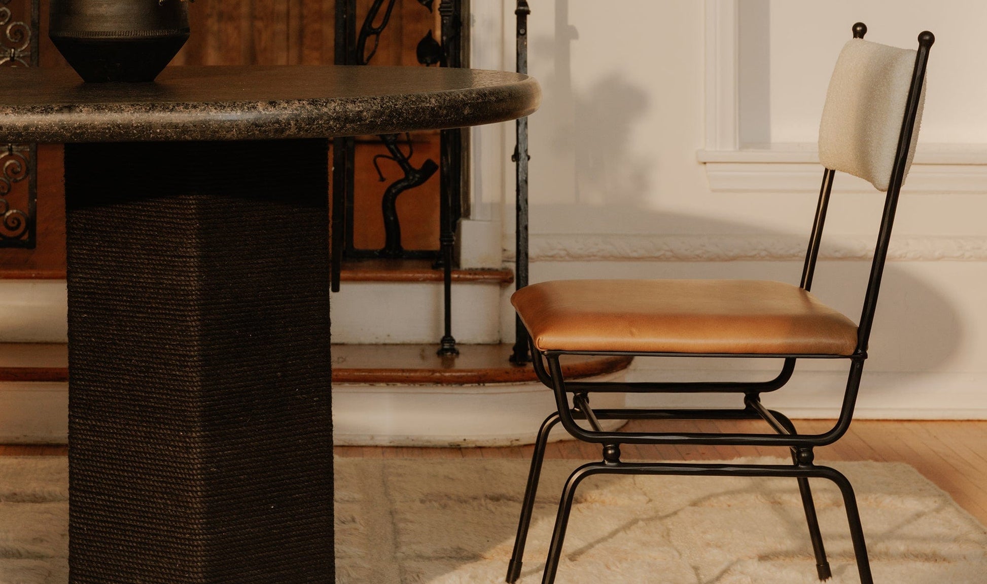 Moe's Home Collection Chair Posta Dining Chair Brown Leather Posta Dining Chair Brown Leather