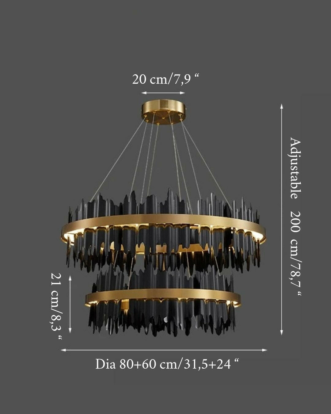 Mirodemi chandelier 2 Rings - 23.6"+31.5'' MIRODEMI® Modern Creative Circular Chandelier for Living Room, Dining Room
