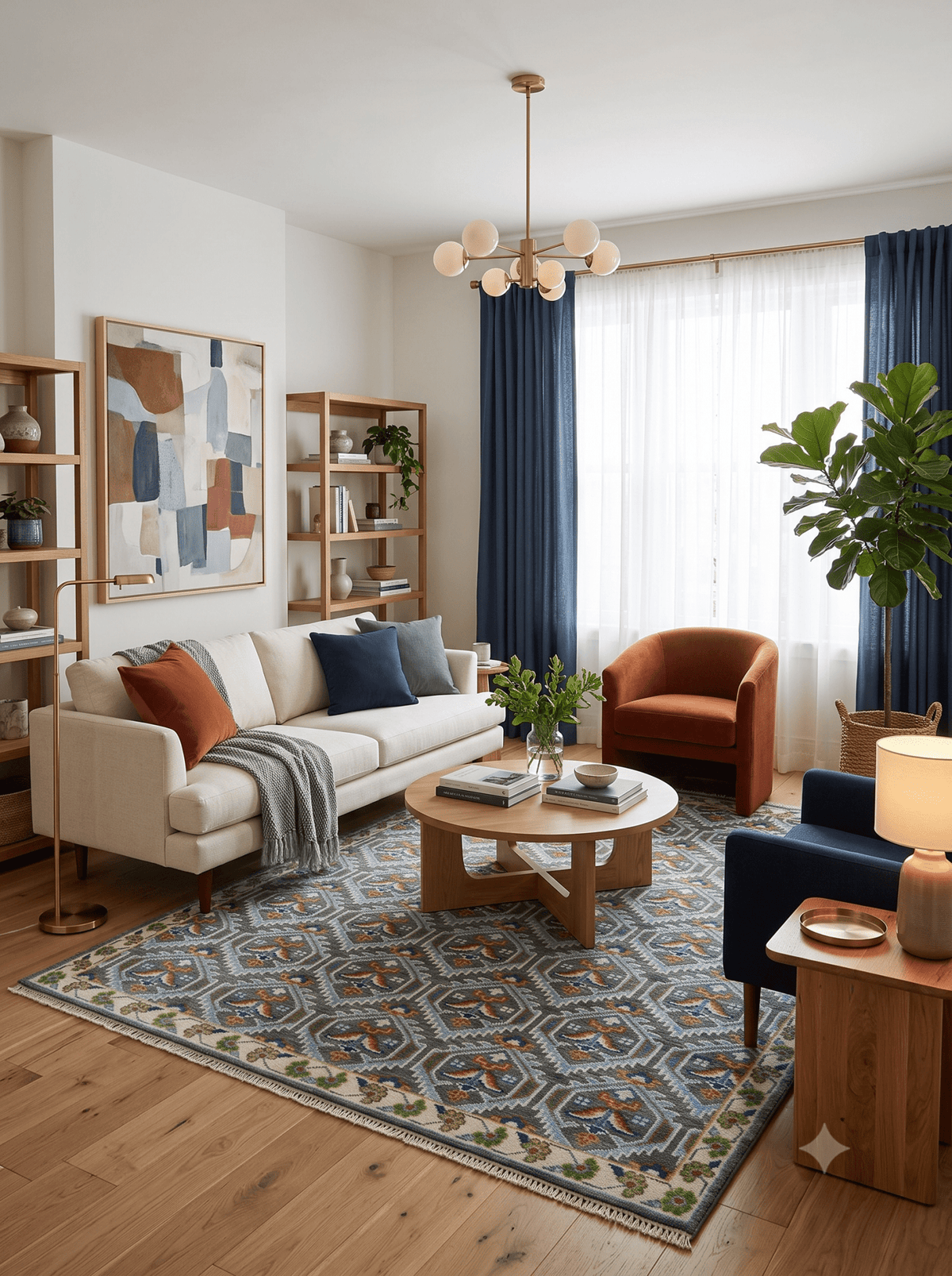 Charcoal And Blue Traditional Hand Knotted Multi Size Wool area Rug.