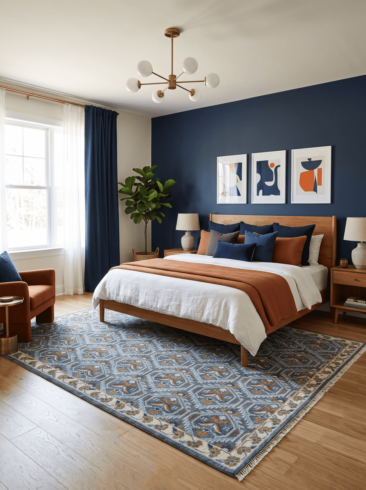 Charcoal And Blue Traditional Hand Knotted Multi Size Wool area Rug.