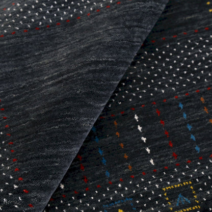 Charcoal Center Pattern Hand Loomed Wool Area Rug.