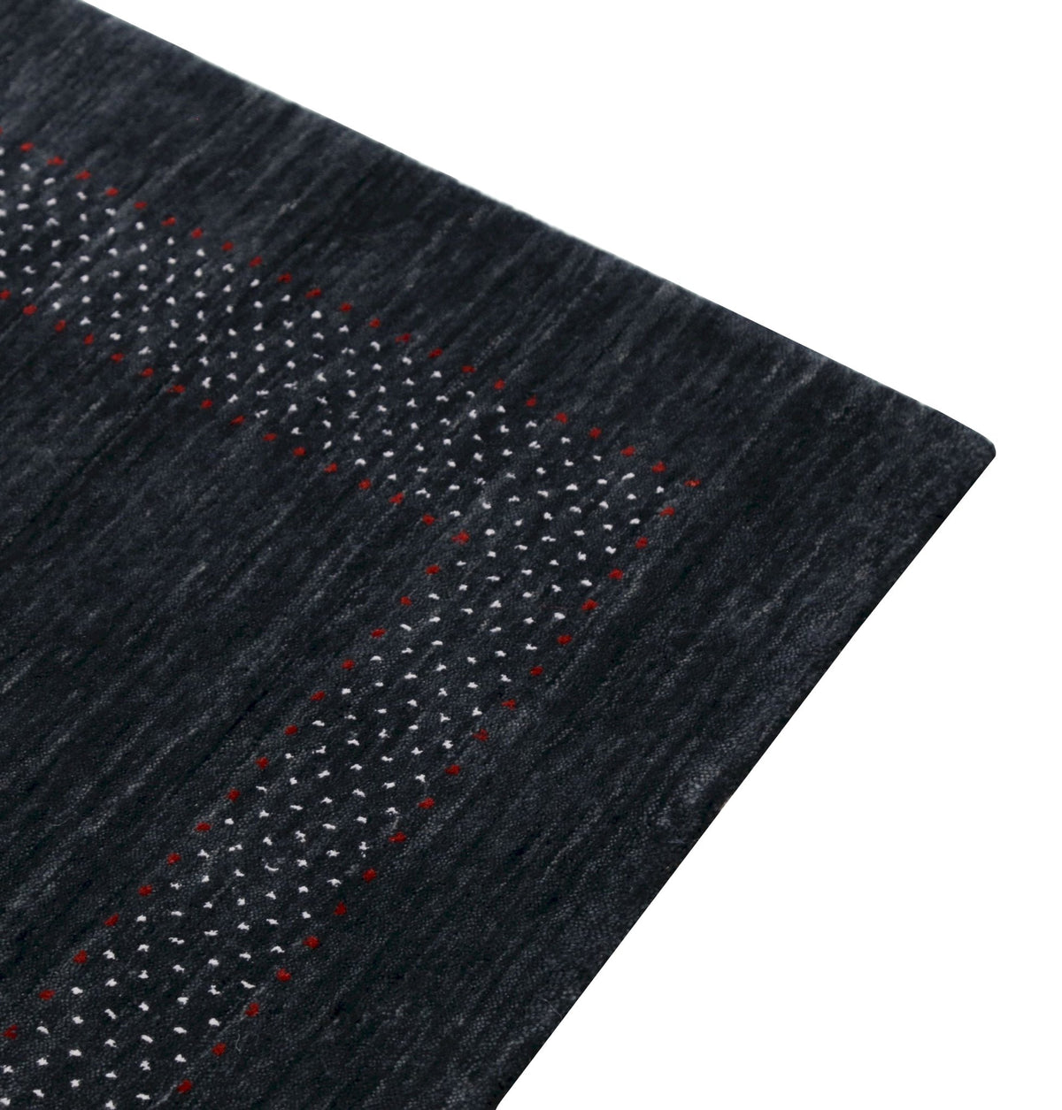 Charcoal Center Pattern Hand Loomed Wool Area Rug.