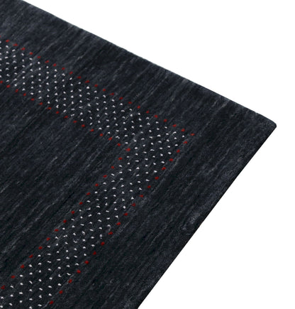 Charcoal Center Pattern Hand Loomed Wool Area Rug.
