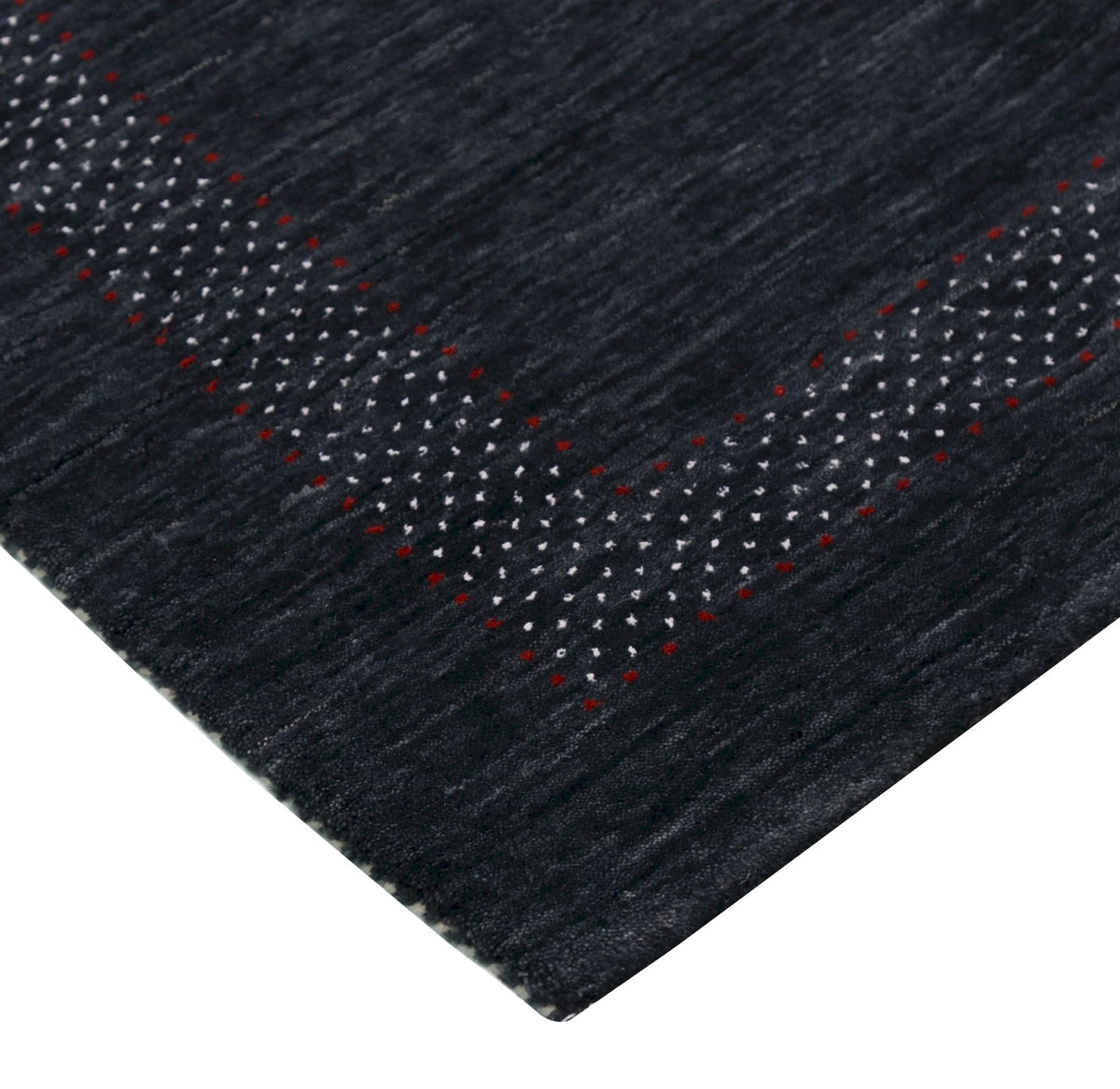Charcoal Center Pattern Hand Loomed Wool Area Rug.