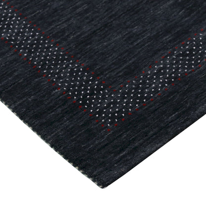 Charcoal Center Pattern Hand Loomed Wool Area Rug.