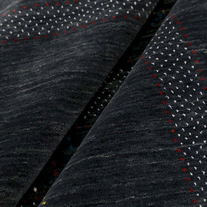 Charcoal Center Pattern Hand Loomed Wool Area Rug.