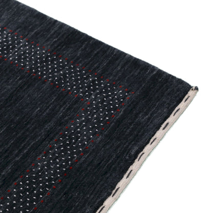 Charcoal Center Pattern Hand Loomed Wool Area Rug