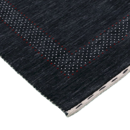 Charcoal Center Pattern Hand Loomed Wool Area Rug
