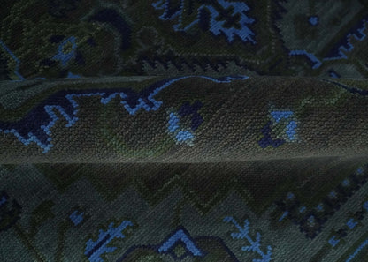 Charcoal, Gray, Green and Blue Neon look Traditional Heriz Medallion Multi Size wool Area Rug.