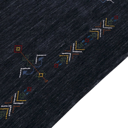 Charcoal Tribal Center Medallion Hand Loomed Wool Area Rug.