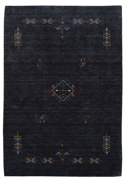 Charcoal Tribal Center Medallion Hand Loomed Wool Area Rug.