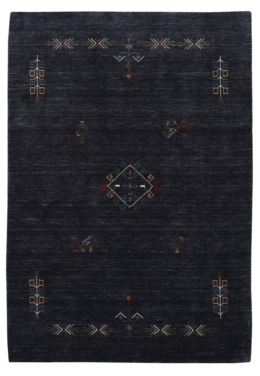 Charcoal Tribal Center Medallion Hand Loomed Wool Area Rug.