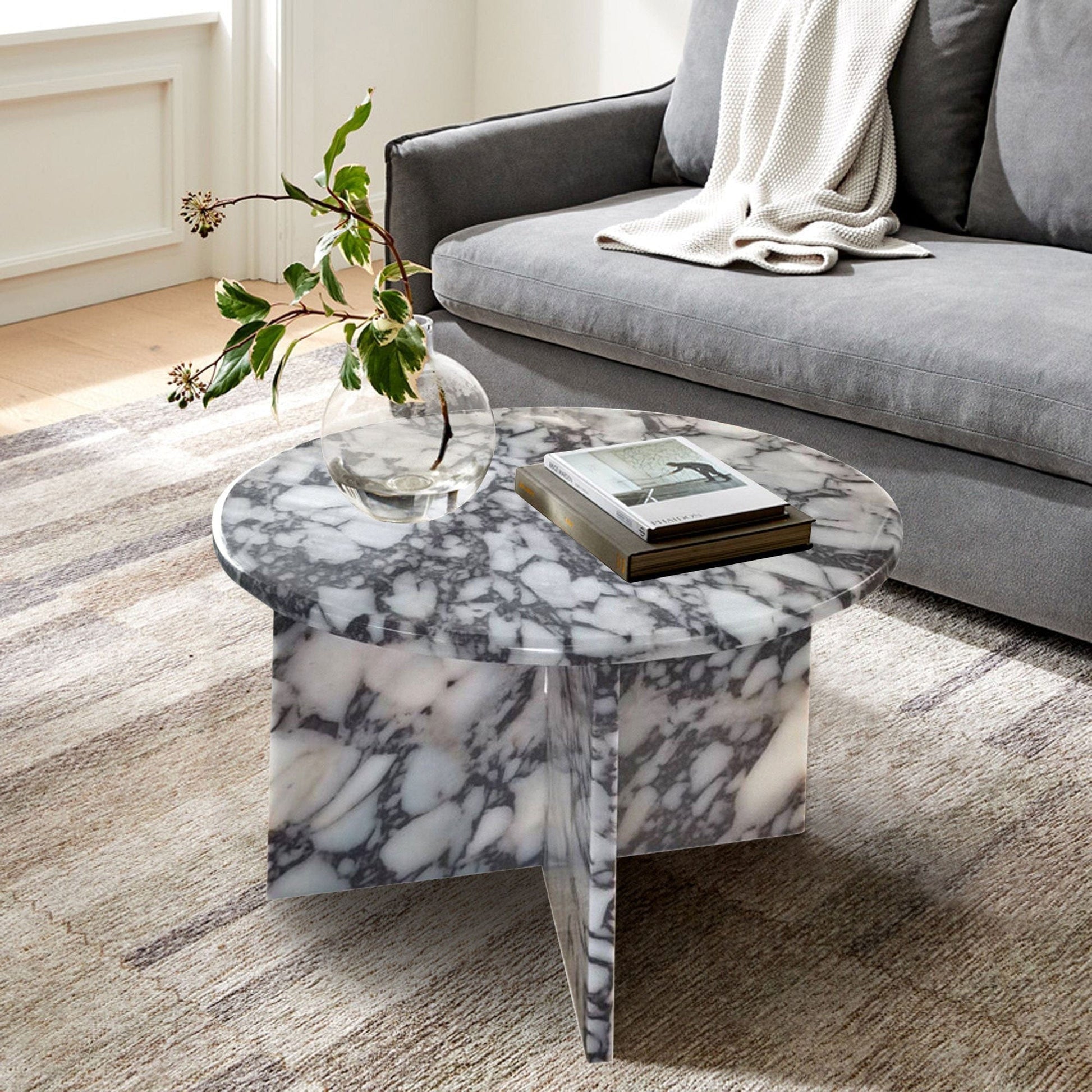 Villohome | Online Flooring Shop Coffee Tables 8-14 Weeks / (D)24" (H)16" / Polished Calacatta Viola Marble Round Polished Coffee Table (D)24" (H)16" Calacatta Viola Marble Round Polished Coffee Table (D)24" (H)16"