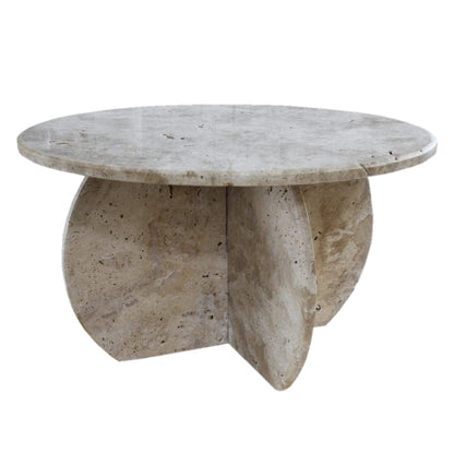 Villohome | Online Flooring Shop Coffee Tables Troia Light Travertine Unfilled Round Polished Coffee Table (D)27.5" (H)16" Troia Light Travertine Unfilled Round Polished Coffee Table (D)27.5" (H)16"