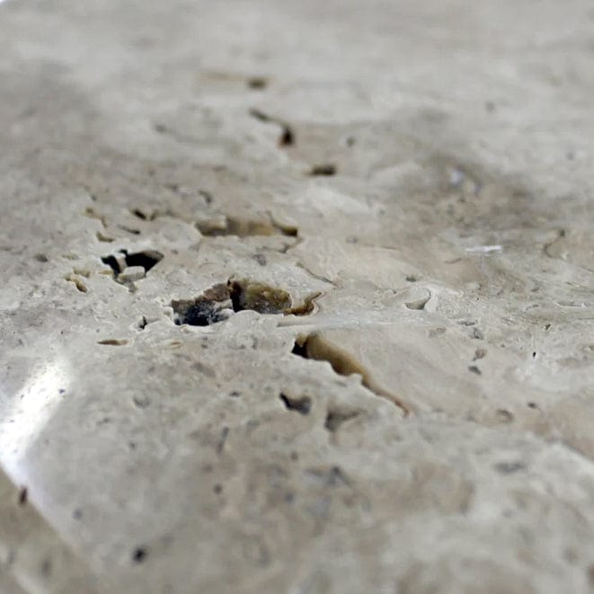 Villohome | Online Flooring Shop Coffee Tables Troia Light Travertine Unfilled Round Polished Coffee Table (D)27.5" (H)16" Troia Light Travertine Unfilled Round Polished Coffee Table (D)27.5" (H)16"