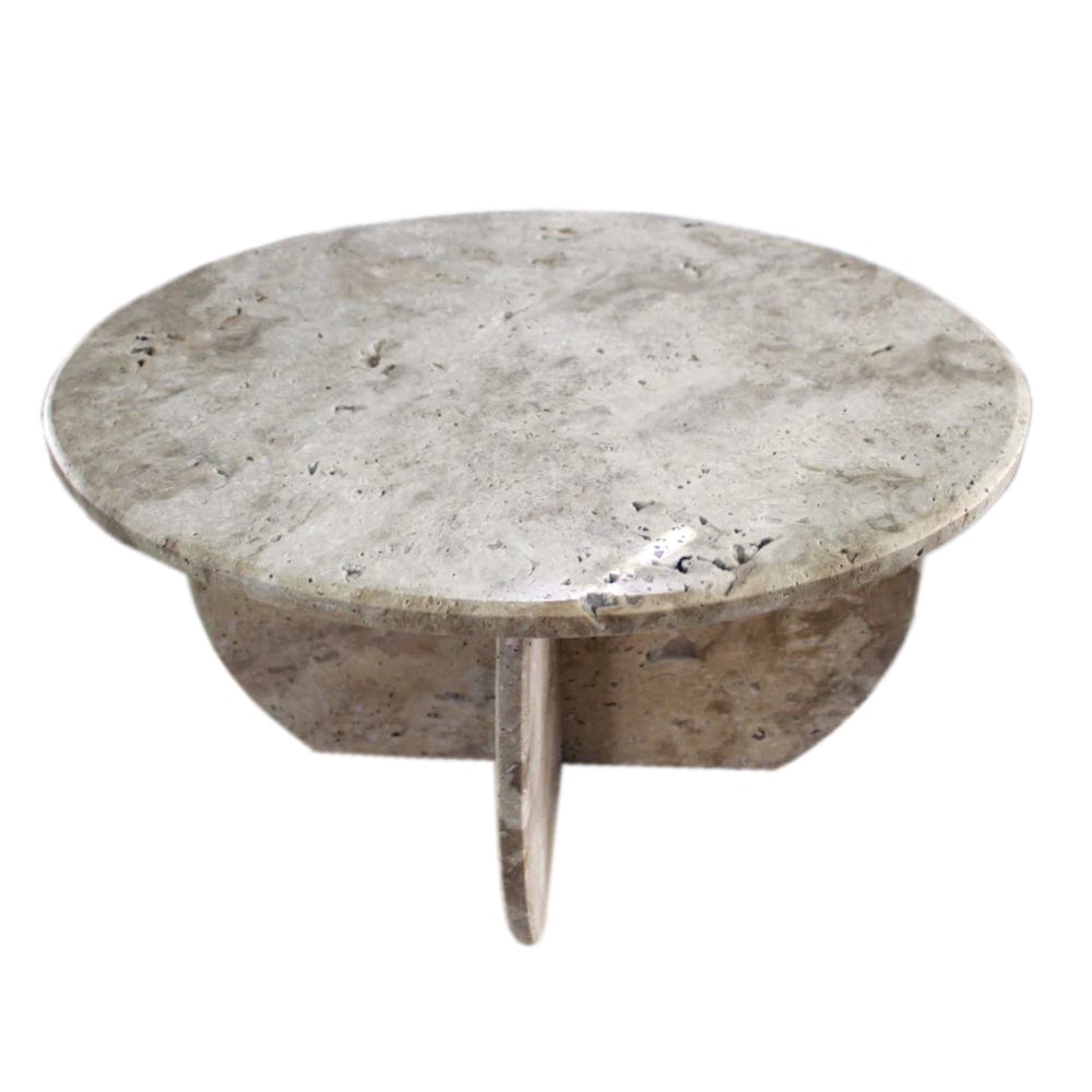 Villohome | Online Flooring Shop Coffee Tables Troia Light Travertine Unfilled Round Polished Coffee Table (D)27.5" (H)16" Troia Light Travertine Unfilled Round Polished Coffee Table (D)27.5" (H)16"