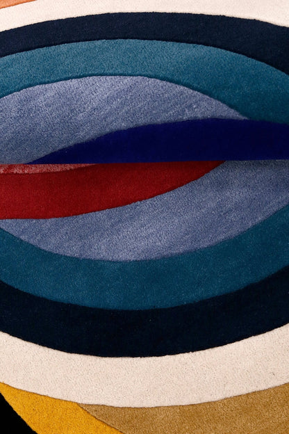 Colorful Modern Rings Hand Tufted 5x7 Wool Rug