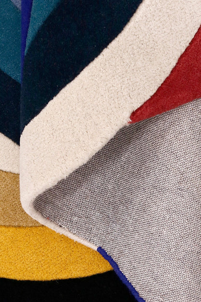 Colorful Modern Rings Hand Tufted 5x7 Wool Rug