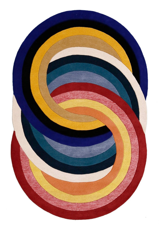 Colorful Modern Rings Hand Tufted 5x7 Wool Rug