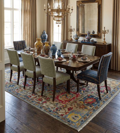 Colorful Oushak Traditional Hand knotted Custom Made wool Area Rug.