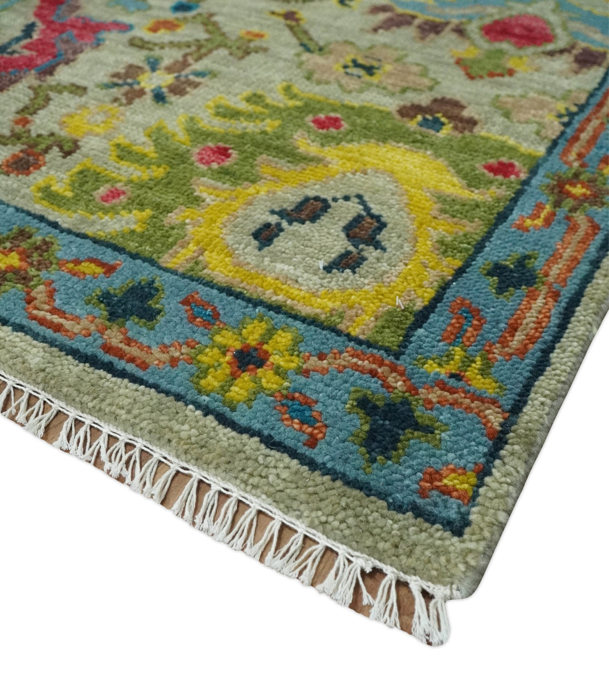 Colorful Oushak Traditional Hand knotted Custom Made wool Area Rug.