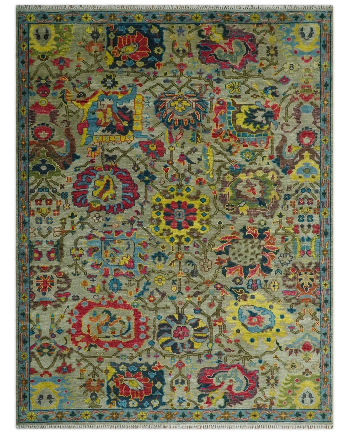 Colorful Oushak Traditional Hand knotted Custom Made wool Area Rug.