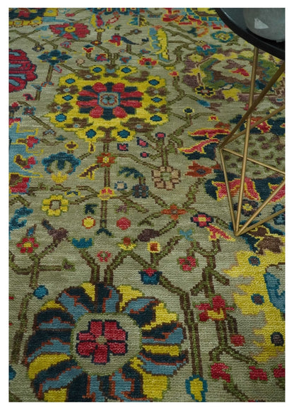 Colorful Oushak Traditional Hand knotted Custom Made wool Area Rug.