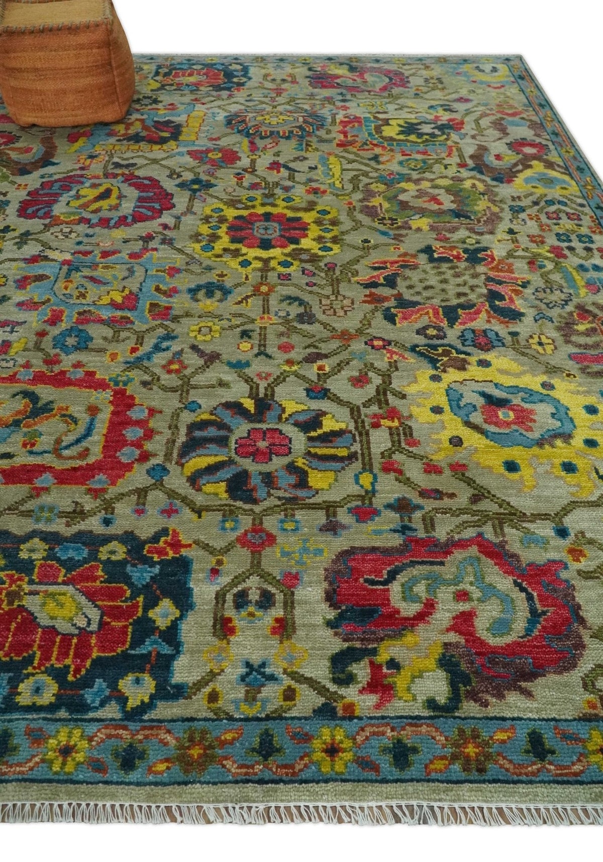 Colorful Oushak Traditional Hand knotted Custom Made wool Area Rug.