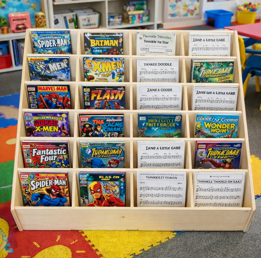 ALEX- Comic Book + Music Sheet + Book Storage