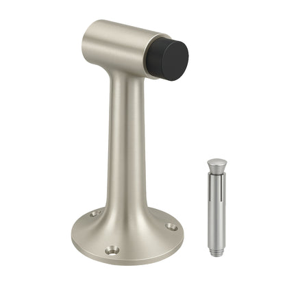 Heavy Duty 6″ Floor-Mount Door Stop – Solid Brass, Commercial Grade (Satin Nickel).