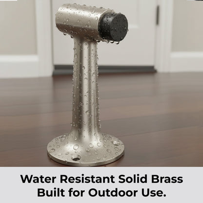 Heavy Duty 6″ Floor-Mount Door Stop – Solid Brass, Commercial Grade (Satin Nickel).