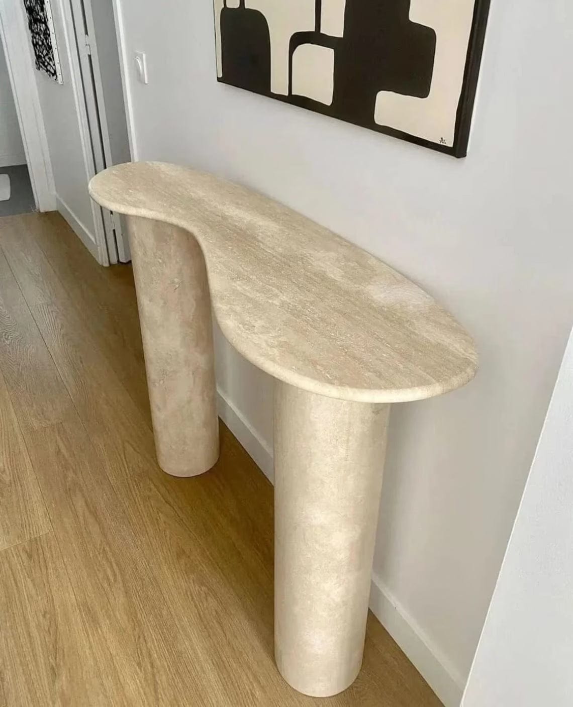 Villohome | Online Flooring Shop Consoles Troia Light Travertine Designer Console Filled and Honed (W)15" (L)48" (H)36" Troia Light Travertine Designer Console Filled and Honed (W)15" (L)48" (H)36"