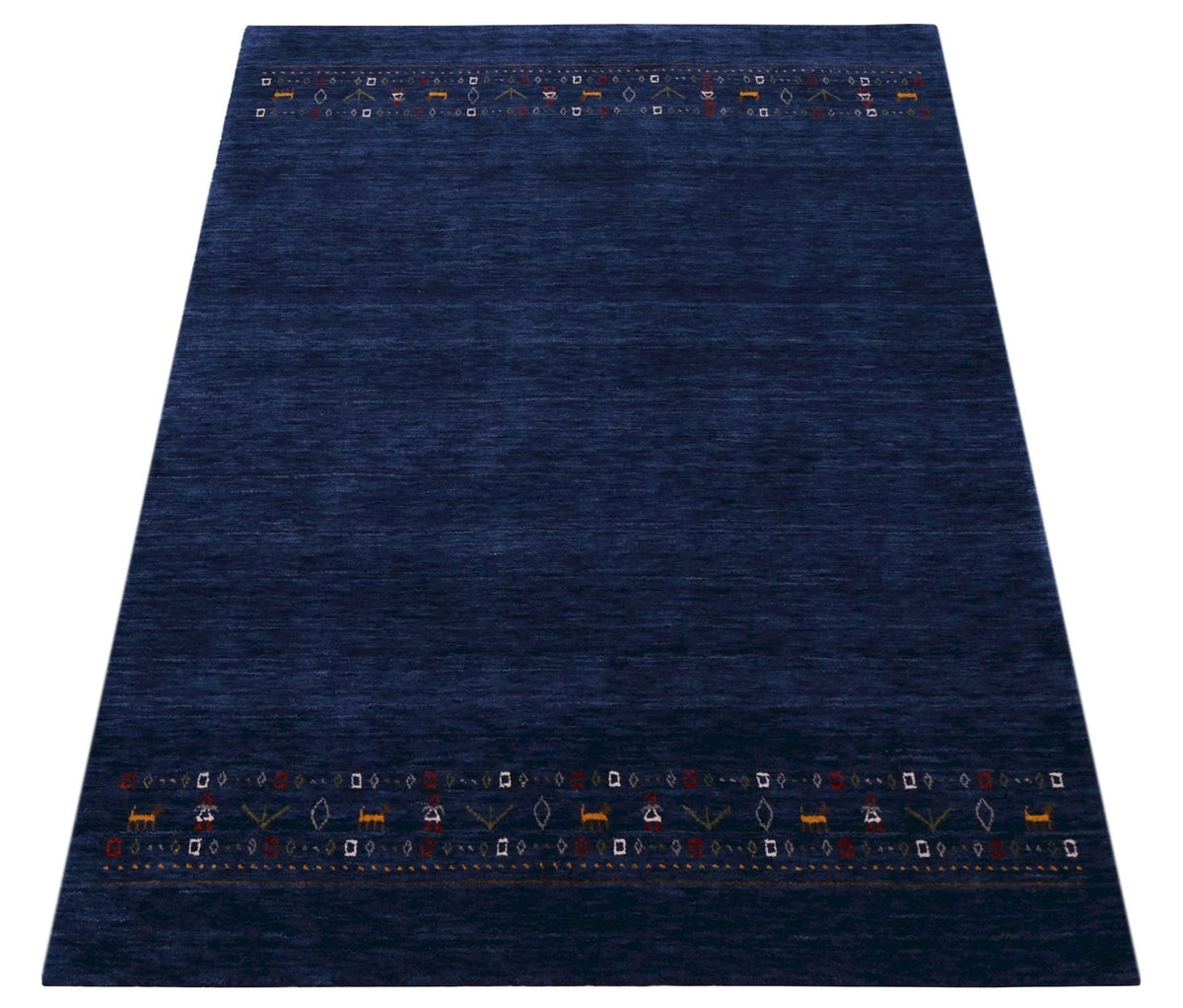 Contemporary Blue Design Hand Loomed Wool Area Rug.