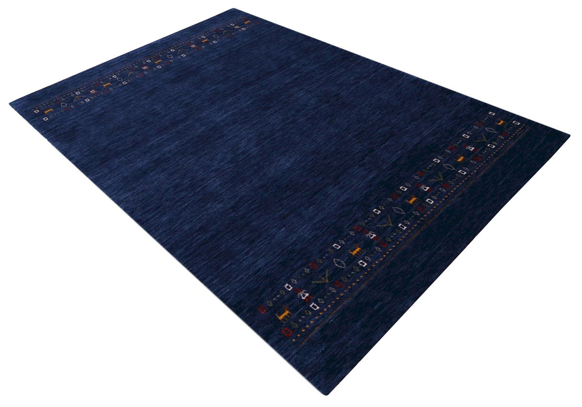 Contemporary Blue Design Hand Loomed Wool Area Rug.